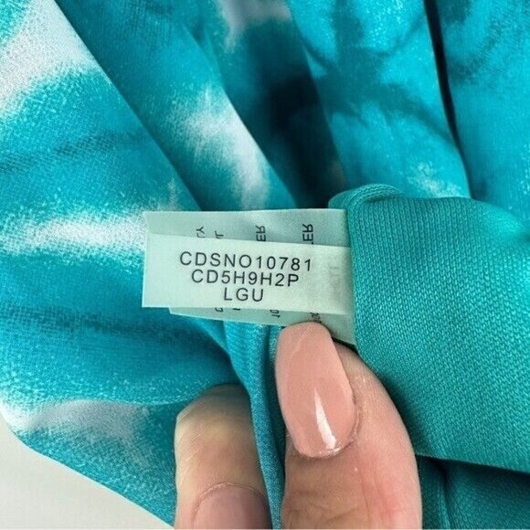 Calvin Klein Dress Sz 4 Pleated Bust Laguna Blue Green White Tie Dye Womens - Picture 9 of 9